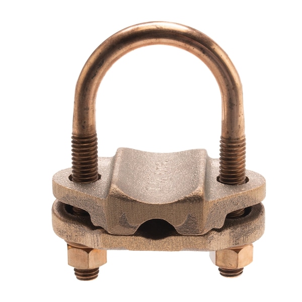 Bronze Grounding Clamp, U-Bolt, 2/0 Sol-